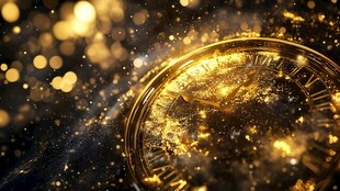 金色璀璨时钟梦幻背景