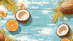 夏日清新椰子橙子热带风