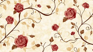 复古玫瑰藤蔓花纹背景图