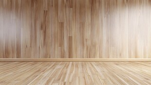 浅木色木地板与墙面空间