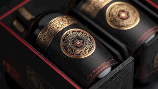 奢华黑金酒瓶精致展示