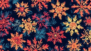 多彩雪花图案背景纹理