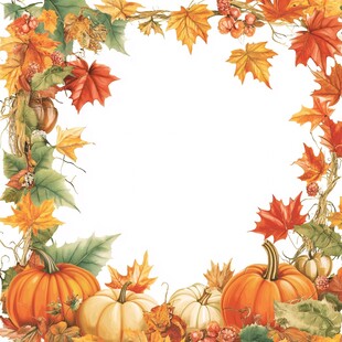 秋季南瓜枫叶装饰边框