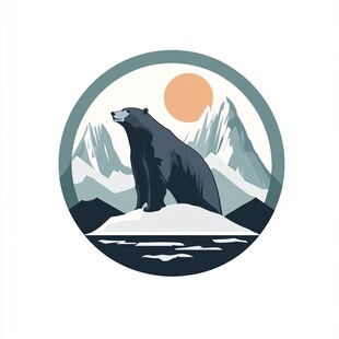 北极熊立于雪山前的图景