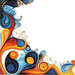 多彩旋流艺术装饰边角图