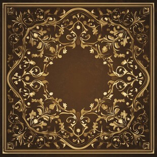 复古金色花纹方形装饰图案
