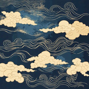 中式云纹波浪古风背景图