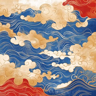 中式云浪纹传统图案背景