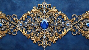 奢华金蓝宝石装饰图案