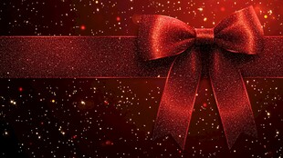 红色闪耀蝴蝶结装饰背景