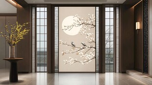 中式玄关 花鸟月景雅致风