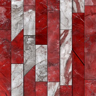 红白色大理石拼接纹理图案