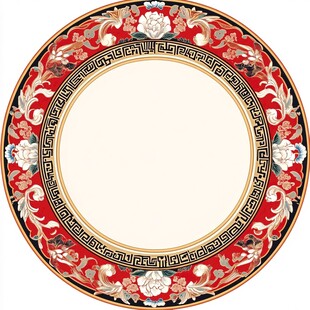 中式传统花纹圆形装饰图案