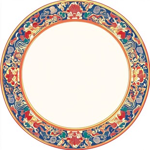 中式传统圆形花纹装饰图案