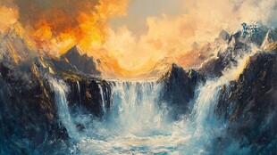 壮丽山间瀑布的奇幻景观