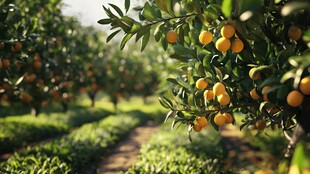 橘园丰收景象 果实累累