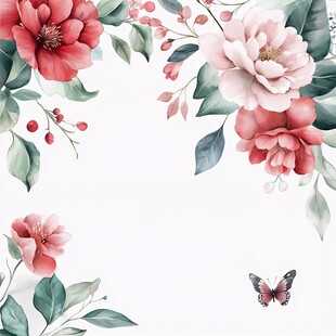 花卉边框插画 唯美风