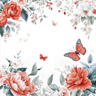 花卉蝴蝶装饰画背景图
