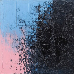 粉蓝黑三色纹理抽象画