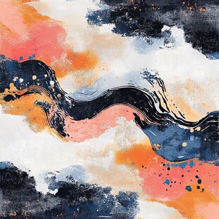 抽象水墨风色彩交融画作