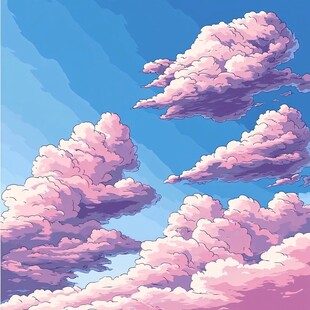 梦幻粉紫天空中的云朵