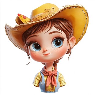 可爱牛仔风卡通小女孩