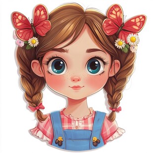 双辫萌娃 蝴蝶花朵俏装扮