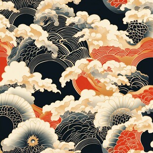日式传统海浪纹样图案