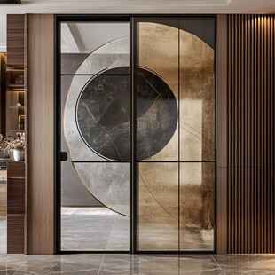 现代轻奢风艺术玻璃推拉门