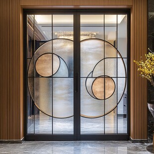 现代简约艺术玻璃双开门