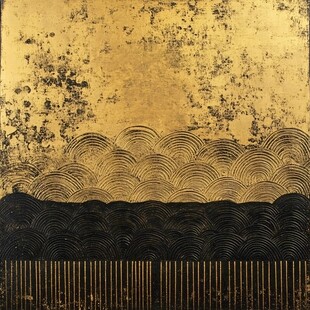 黑金海浪纹理艺术装饰画