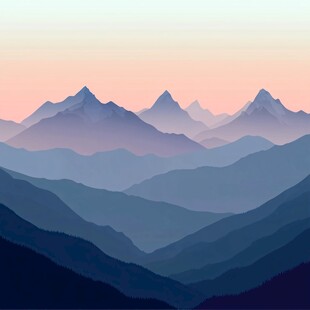 黄昏下的层叠山脉景观