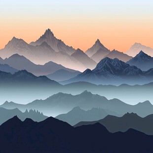 壮丽群山日落美景