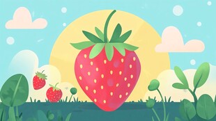 田野中的大草莓与美景