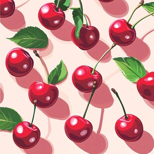 樱桃图案 甜美水果插画风格