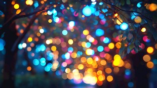 梦幻斑斓的彩色灯光夜景