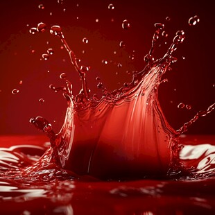 红色液体飞溅瞬间