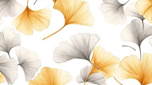 银杏叶水彩风图案设计