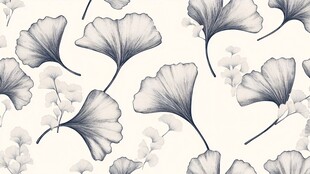 银杏叶花卉简约图案背景