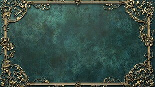 复古绿底金色花纹边框