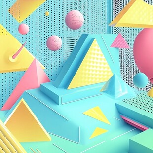 多彩几何立体空间场景