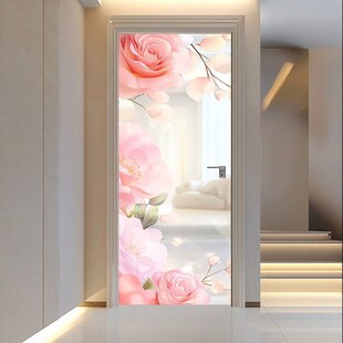 浪漫粉色花卉门饰设计