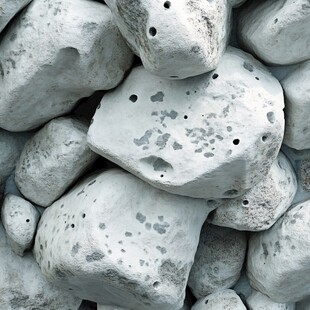 灰白多孔石头堆叠景象