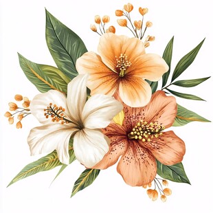 多彩花卉插画 清新自然风
