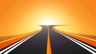 夕阳下的公路延伸向远方