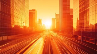 黄昏下城市道路光影景观