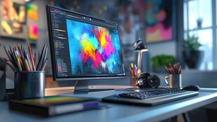 创意设计工作空间桌面一角