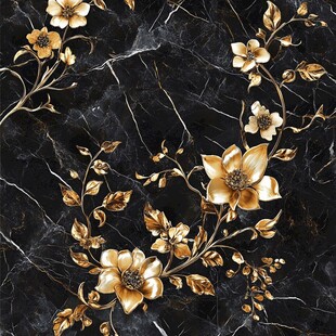 黑金花卉大理石纹装饰图案