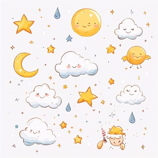 可爱天空元素卡通插画
