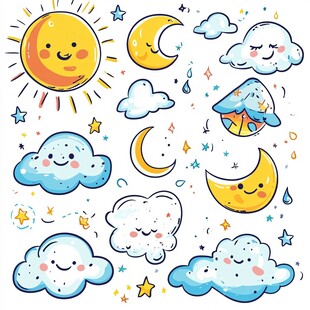 可爱日月云星卡通图案集